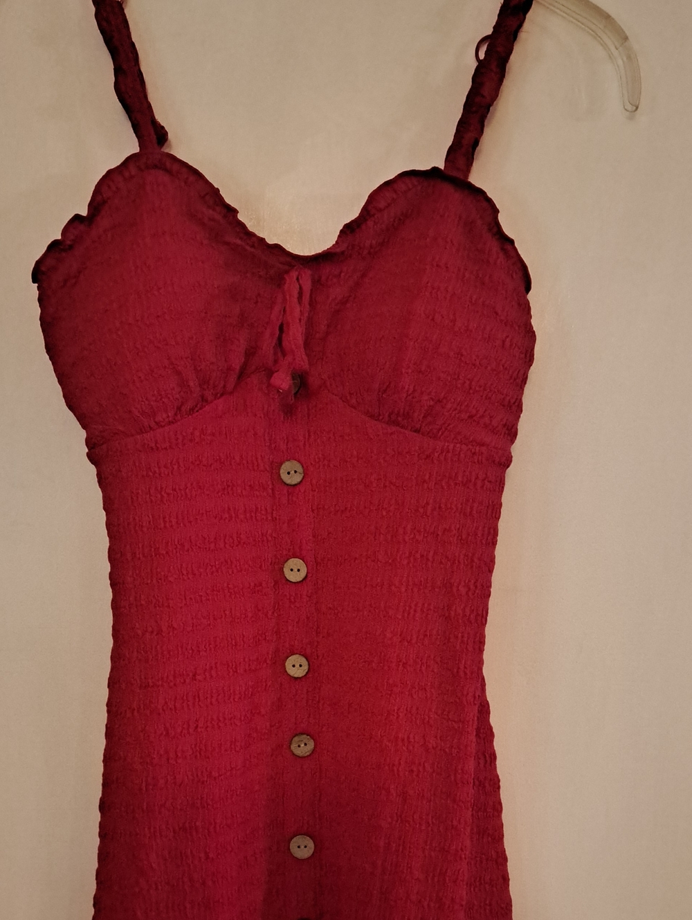 No BOUNDARIESRed Smocked Button-Front Sundress